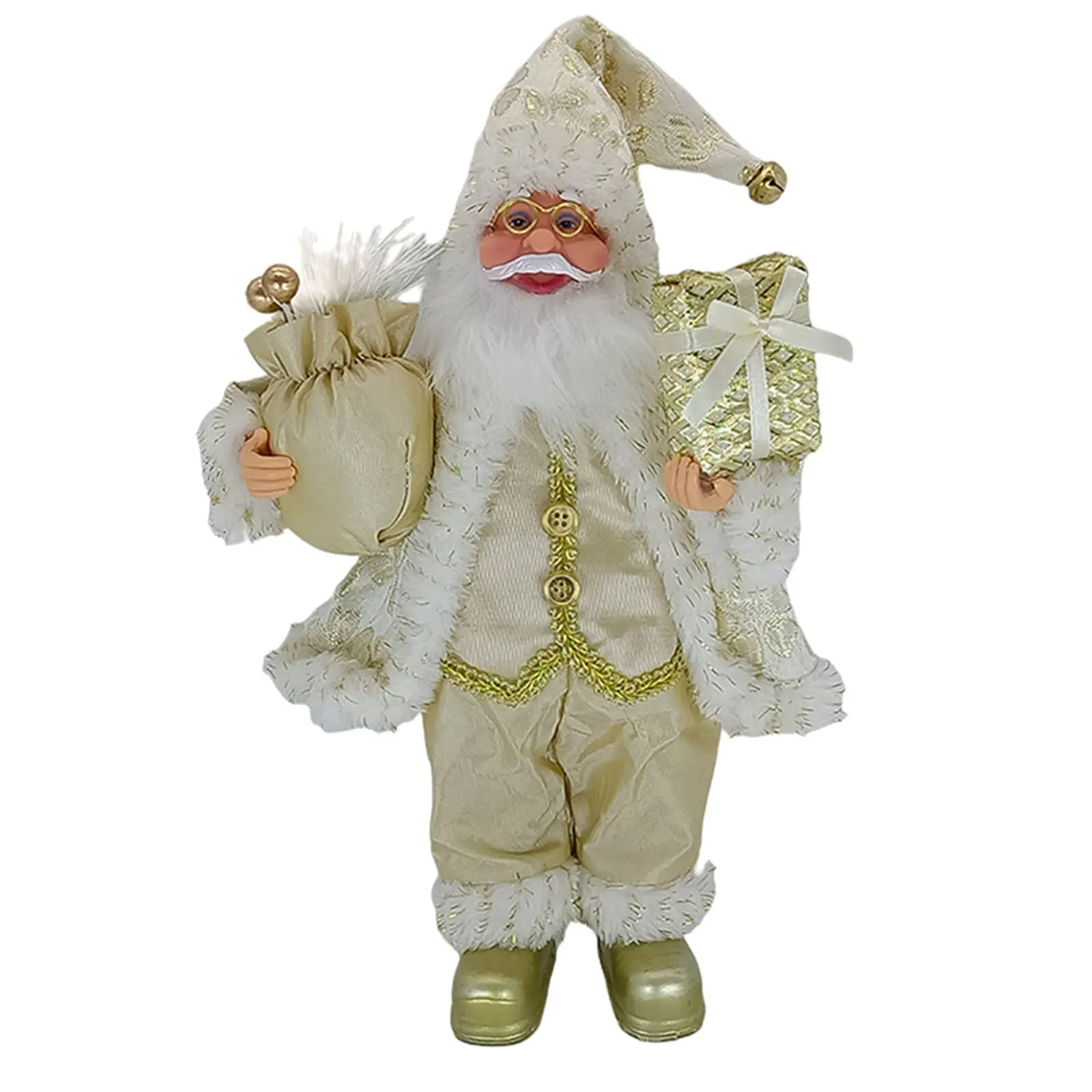 Delux Father Christmas Santa Claus Doll Statue Standing Figure Xmas Tabletop Desk Decoration Home Indoor Cabinet Ornaments