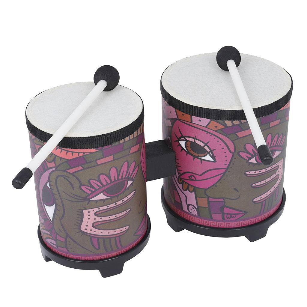 Bongo Set Hand Knocking Drum Percussion Instrument Educational Toy For Children Kids Play Education Birthday Gift
