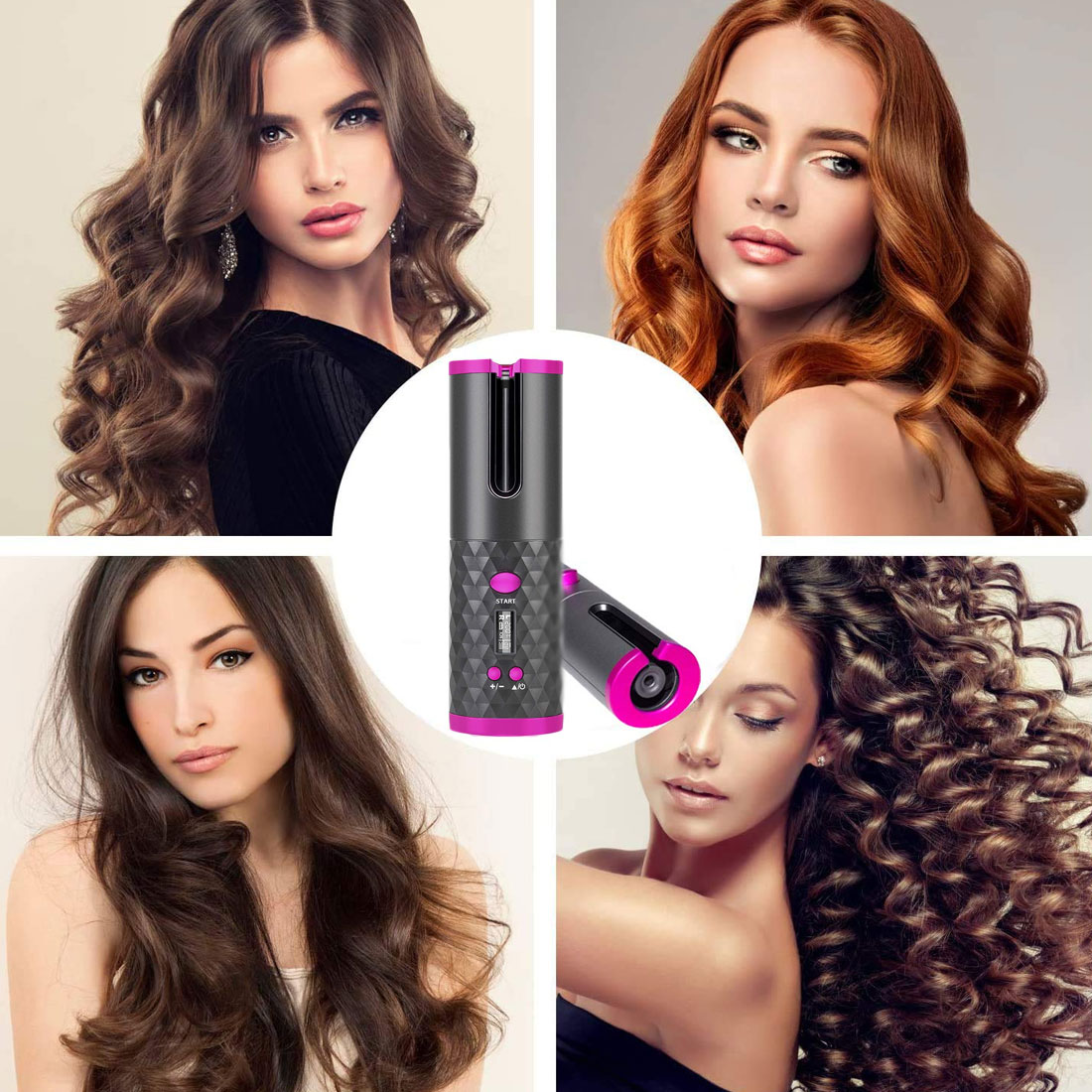 Automático sem Fio Modelador de Cabelo Lcd com 1 Pente + 2pc Cabelo Curling Ferro Portátil Recarregável Onda Styer Display Clipes Usb 2 High Quality Beleza e saúde