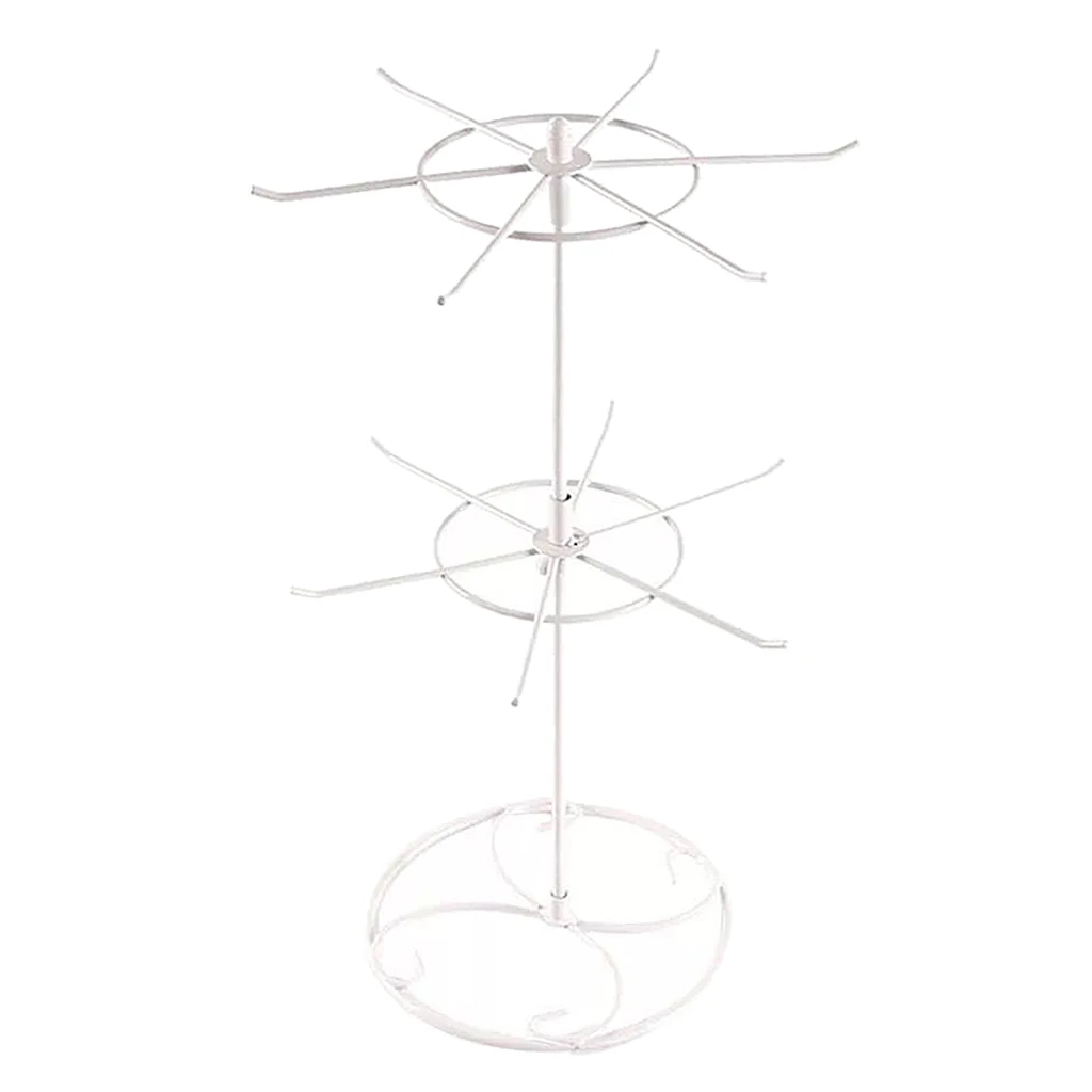 EE_ ROTATING IRON 2-TIER REVOLVING STAND RACK JEWELRY KEYRING TOY DISPLAY HANGER 
