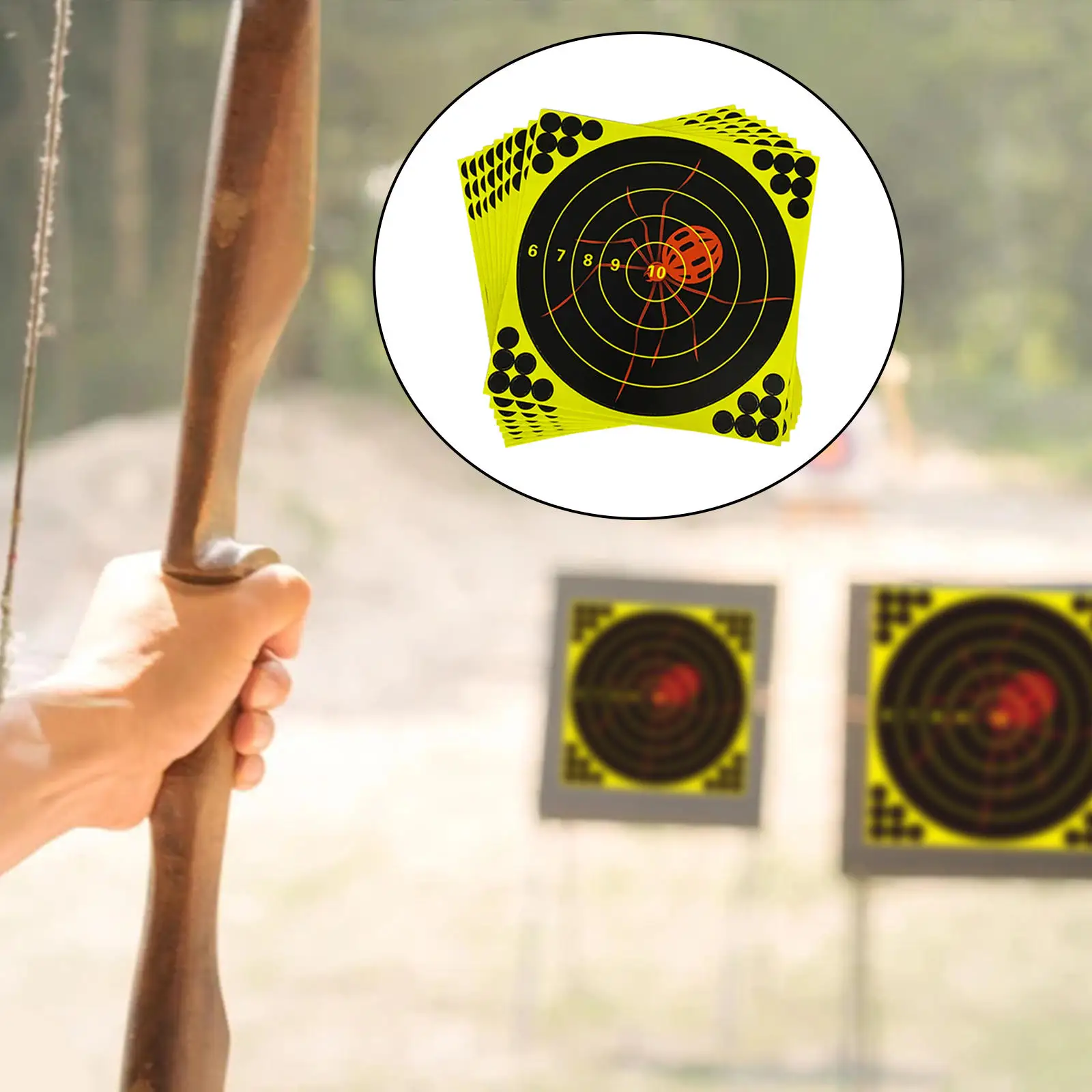 10 Pieces Archery Target Face Adhesive Reactivity Shot Target Face Stickers Archery Accessories 8 inch for Hunting Practice