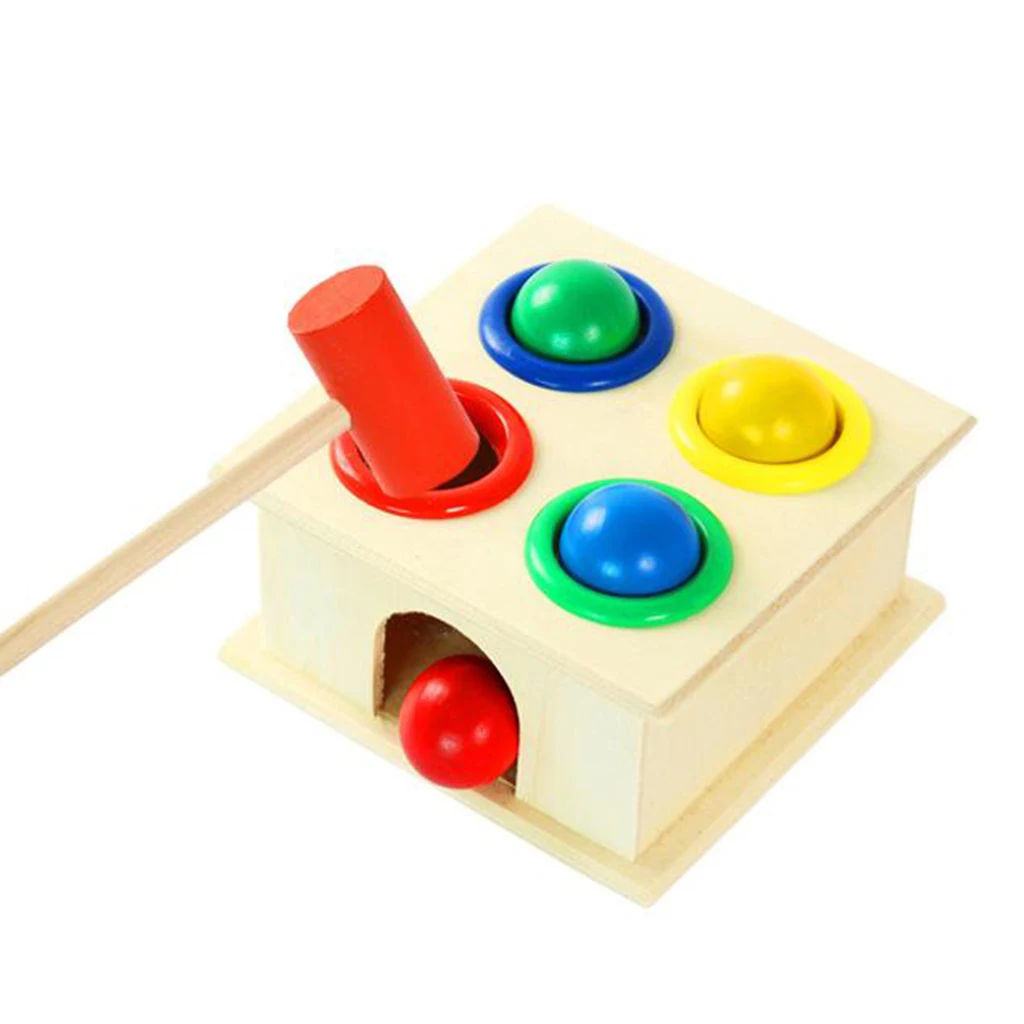 Children Wooden Hammering Colourful Pounding Bench Creative Toy Game