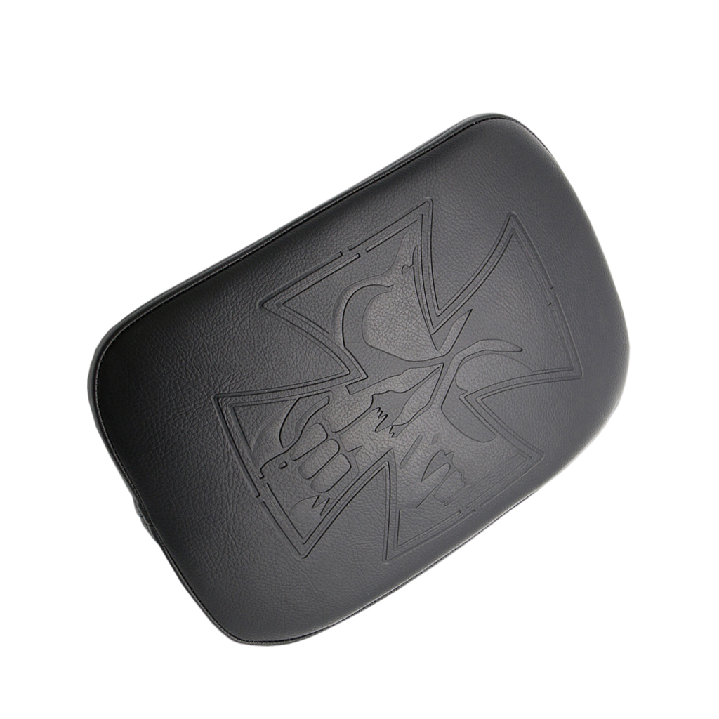 Motorcycle Saddle Seat Motorbike Suction Cup Rear Pillion Passenger Pad Seat Flat Saddle Cushion for Bobber Chopper Black