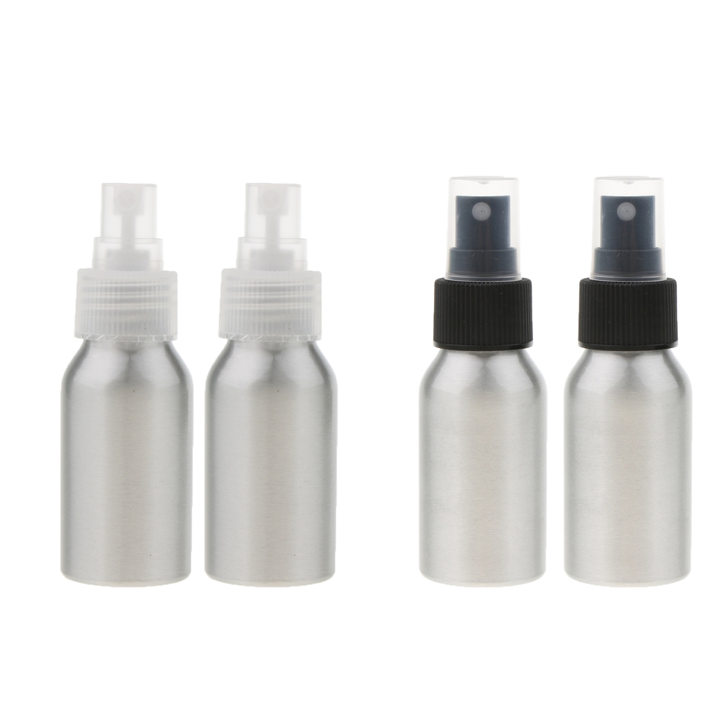 40ml Mini Aluminum Spray Bottles; Water Fine Mist Atomizer Bottles (2-pack Bundle), Silver, Travel