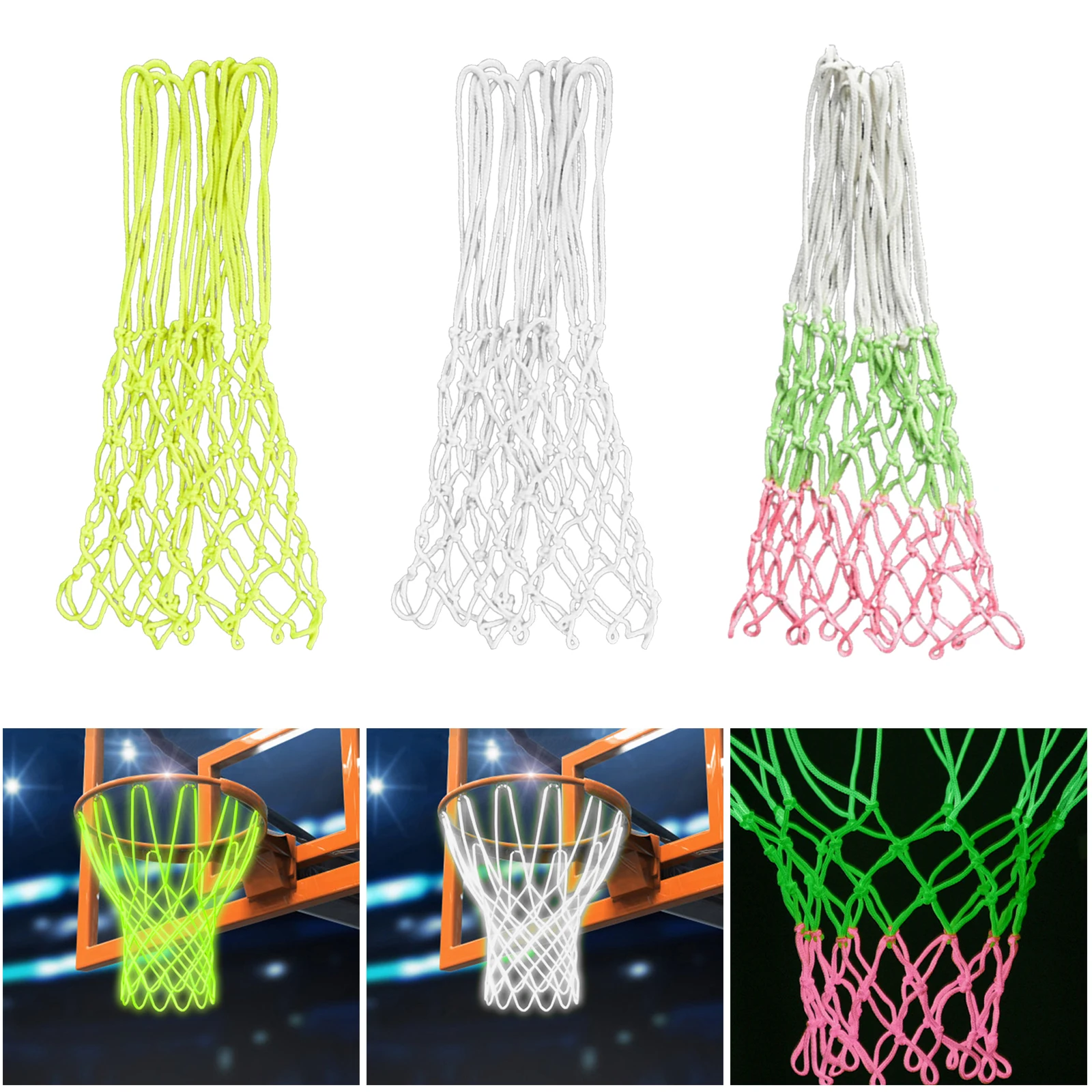 Durable Basketball Hoop Net Replacement Standard Glow In the Dark Basketball Portable Mesh Netting Accessories