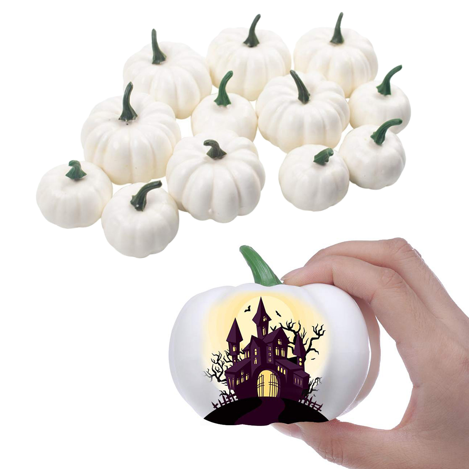 Halloween Artificial White Small Pumpkins Fall Thanksgiving Decoration