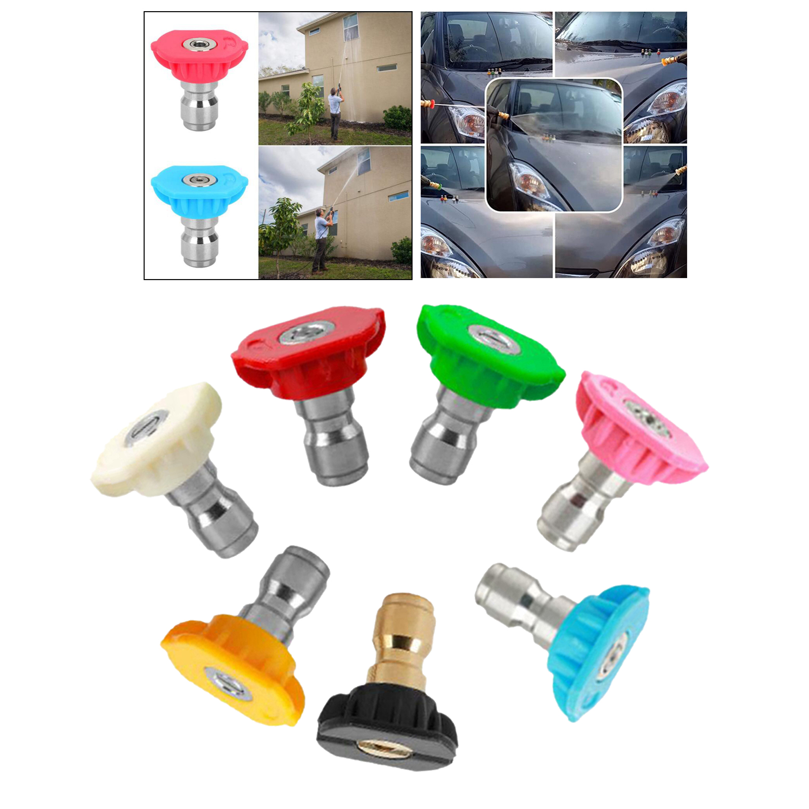 7pc High Pressure Car Wash Gun Quick Connector Washer Nozzles Tips For Automobile Motorcycle Cleaning Accessories