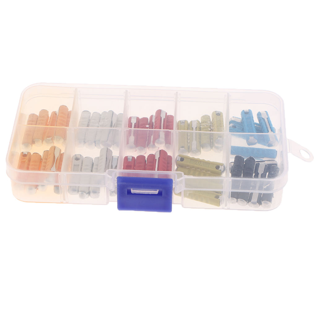 50 Pcs European Continental Auto Car Standard Fuse Assortment 5A 8A 16A 20A 25A 30A Car Boat SUV Automotive Fuses Kit