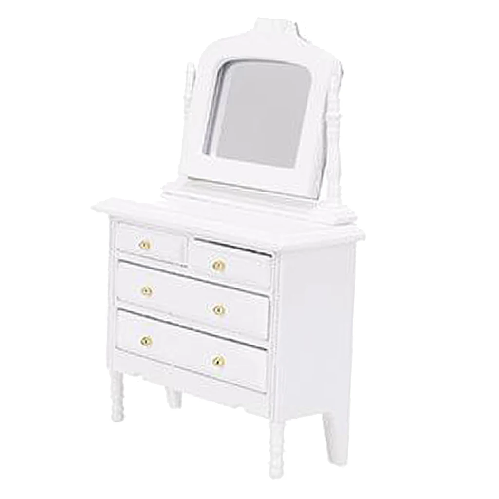 Dollhouse Miniature Furniture 1/12 Scale White Handmade Gilt Dressing Table