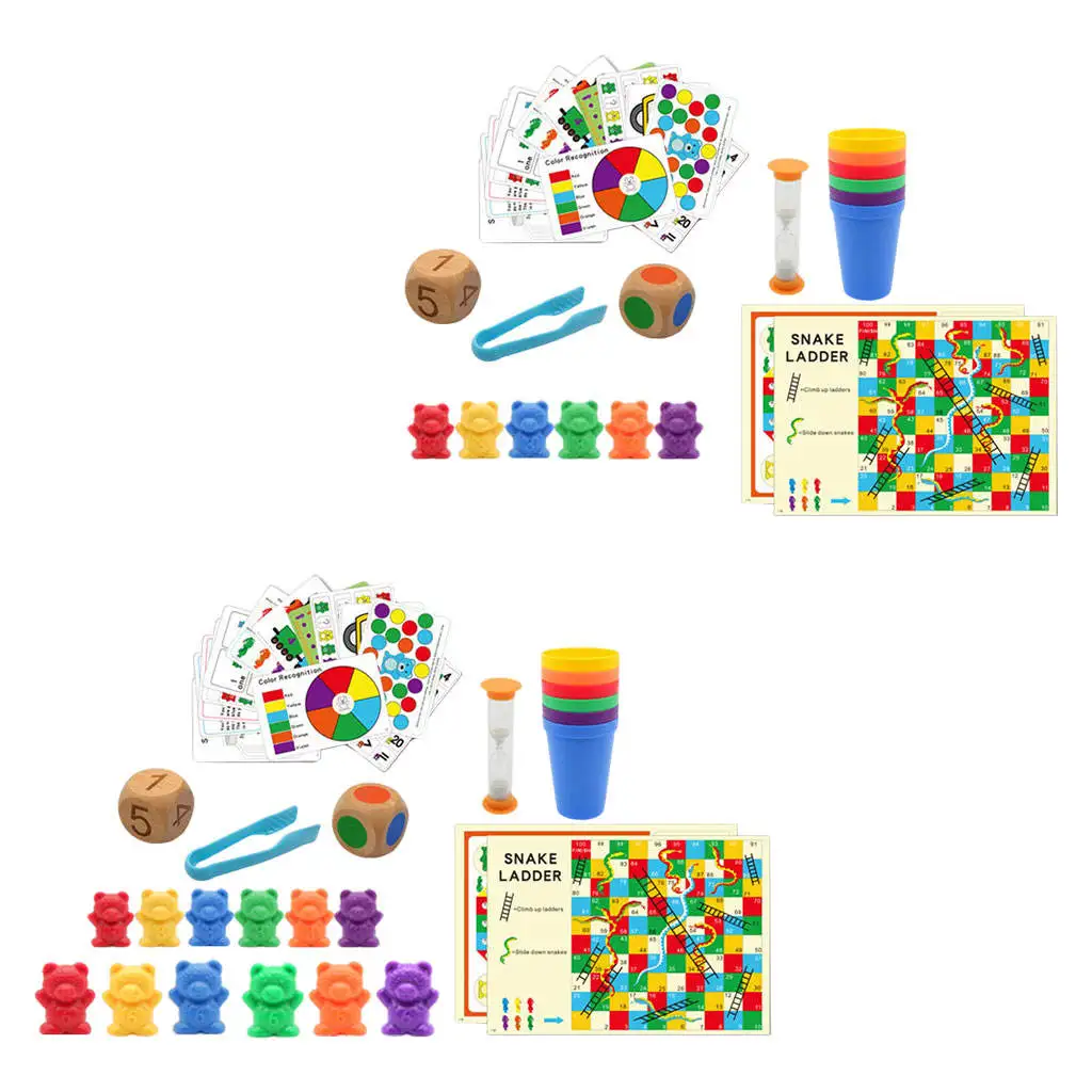 Children Counting Bears Matching Game Playset Math Motor Skills Montessori Educational Toy for Boys Girls