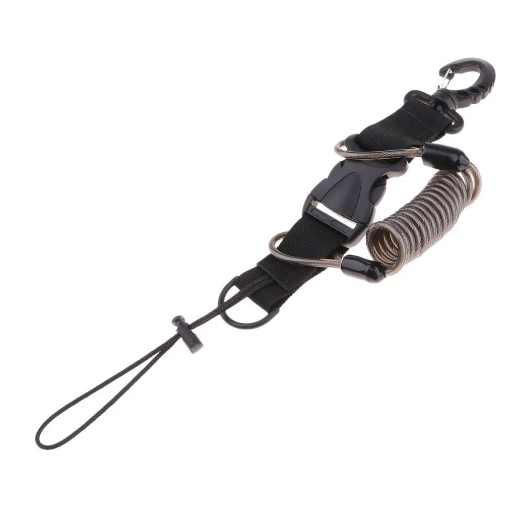 Scuba Diving Dive Snappy Coil Lanyard Camera Light Torch Holder Spring Leash