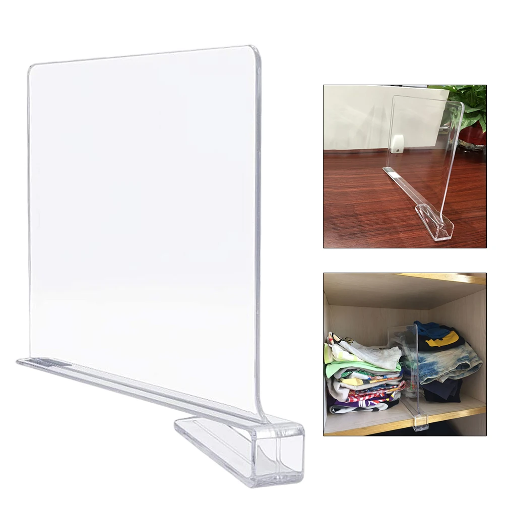 Clear No-Slip Acrylic Shelf Dividers for Organization In Bedroom Kitchen