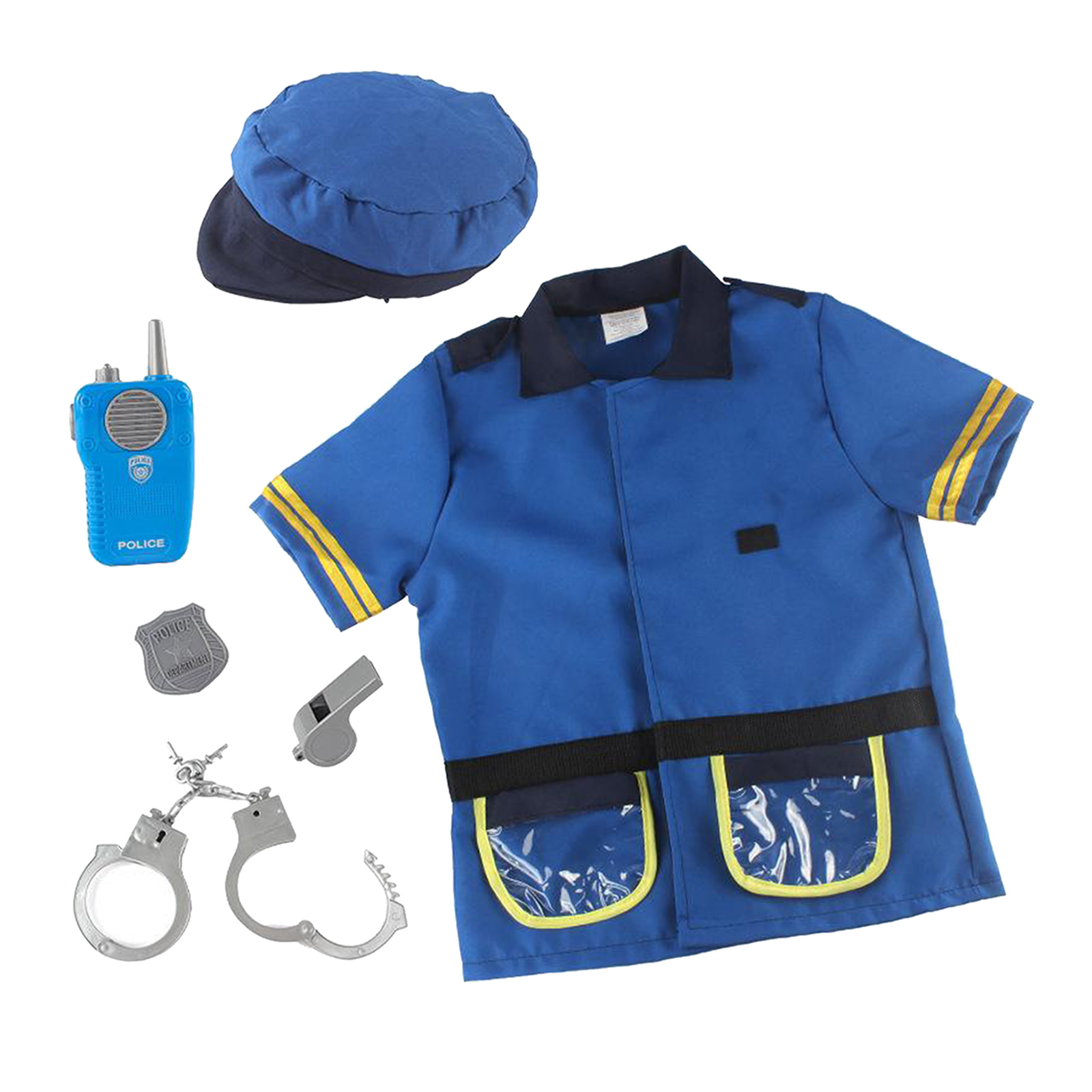 6Pcs/set Police Officer Set Kid Role Play Toy Walkie Talkie w/ Badge Handcuff Whistle Props Kit for Policeman Pretend