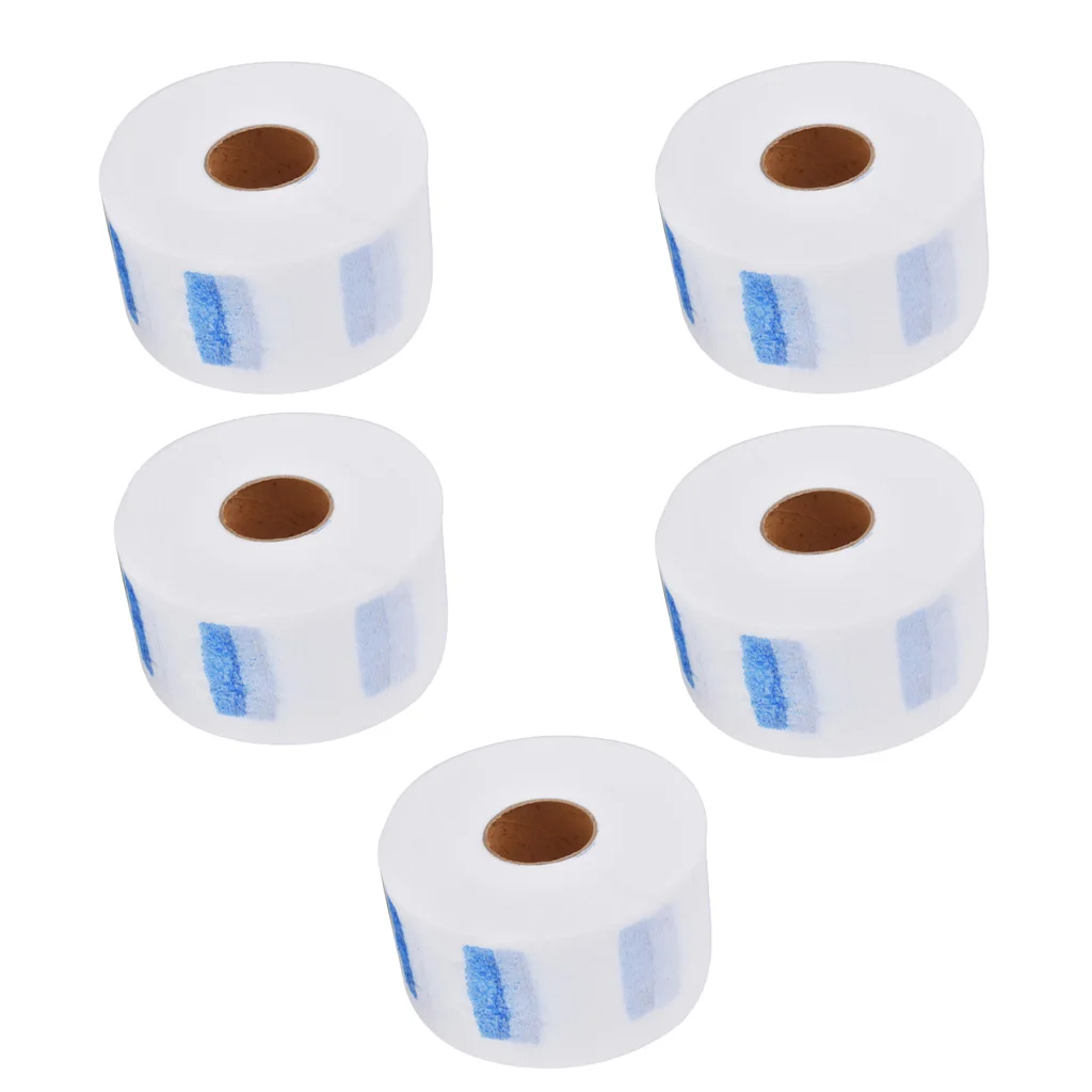5 Rolls Disposable Neck Ruffle Paper Strip Tissue Collar Wraps for Barber
