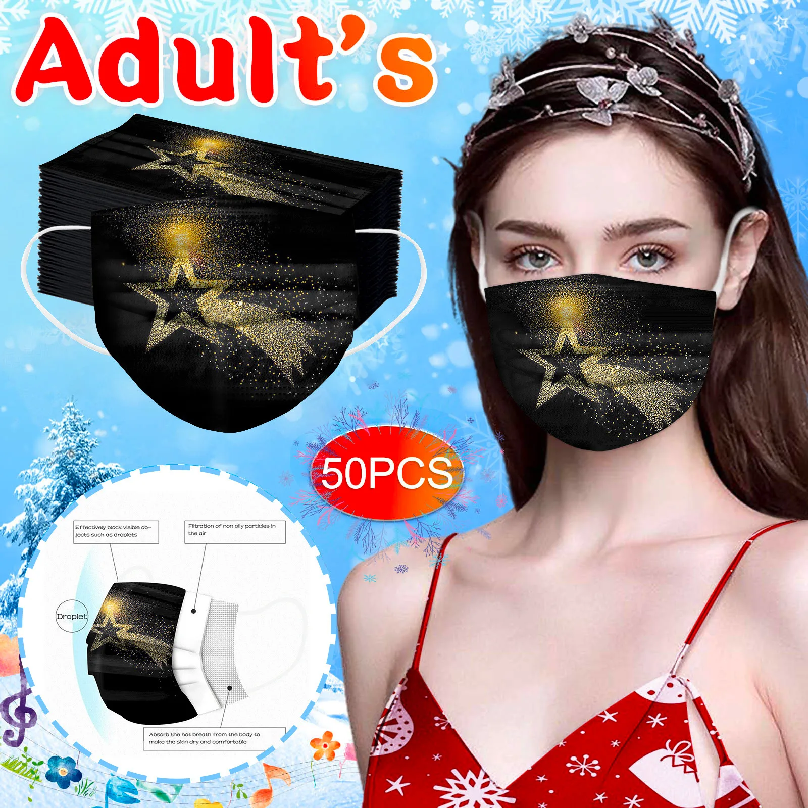 50pc Adult Disposable Valentine Day Mask Heart Love Print Dust Protective Masks Non-woven Fabric Masque Halloween Cosplay Mask simple halloween costumes