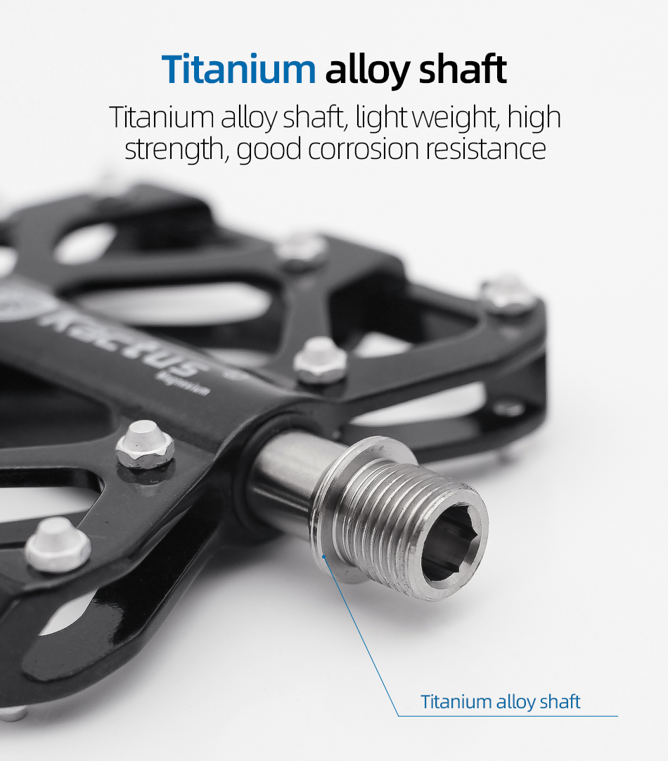 KACTUS Ultralight Titanium Axle MTB Road Bike Pedals Magnesium Alloy Body BMX Anti Skid XC DH 18T Cycling Part MTB Accessories
