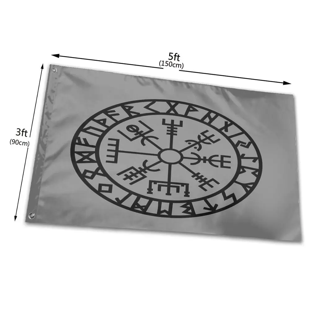 Vegvisir Futhark Runes Navigator Vikings Flag