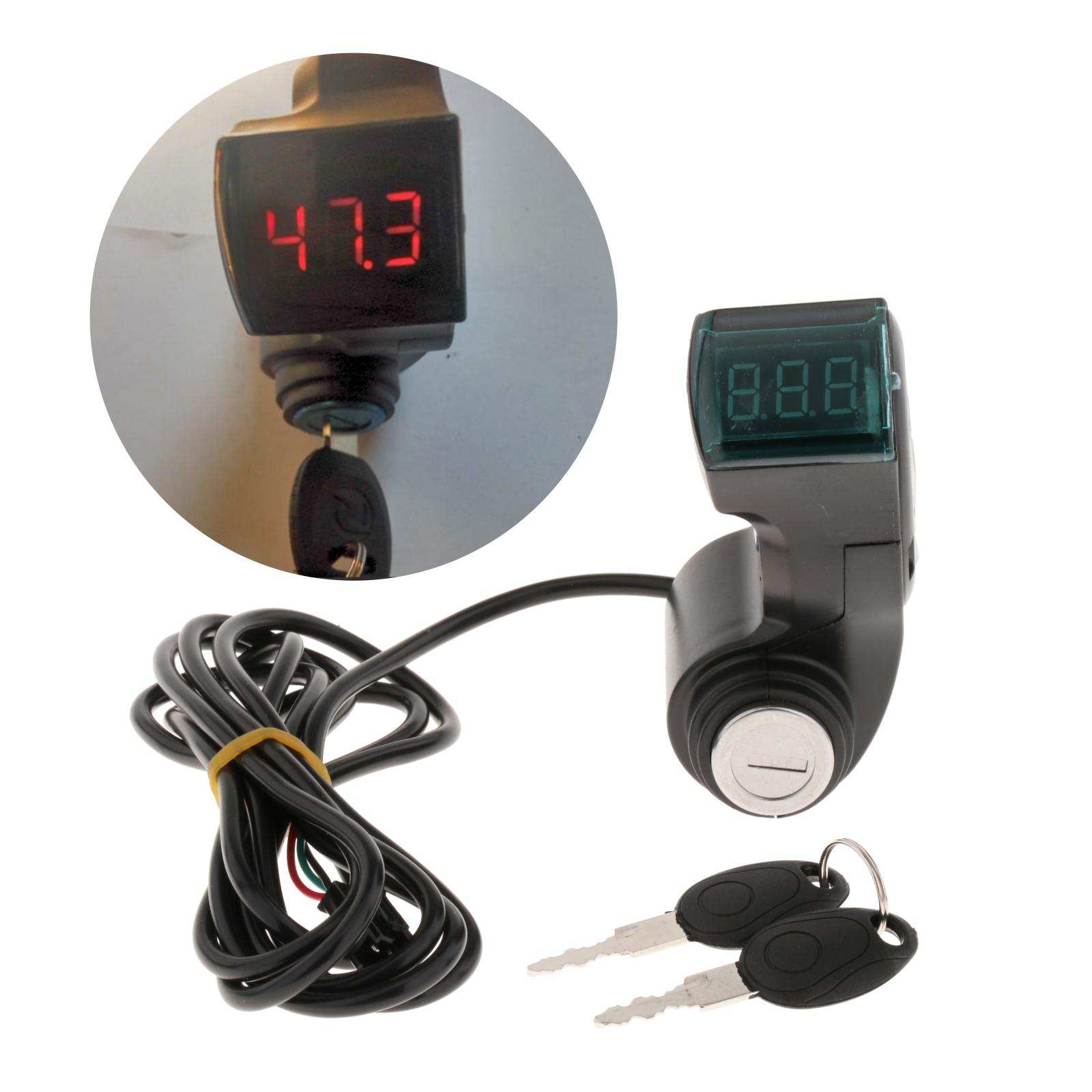 1pc Universal Electric Bike LED Digital Voltage Display Power with Key Parts
