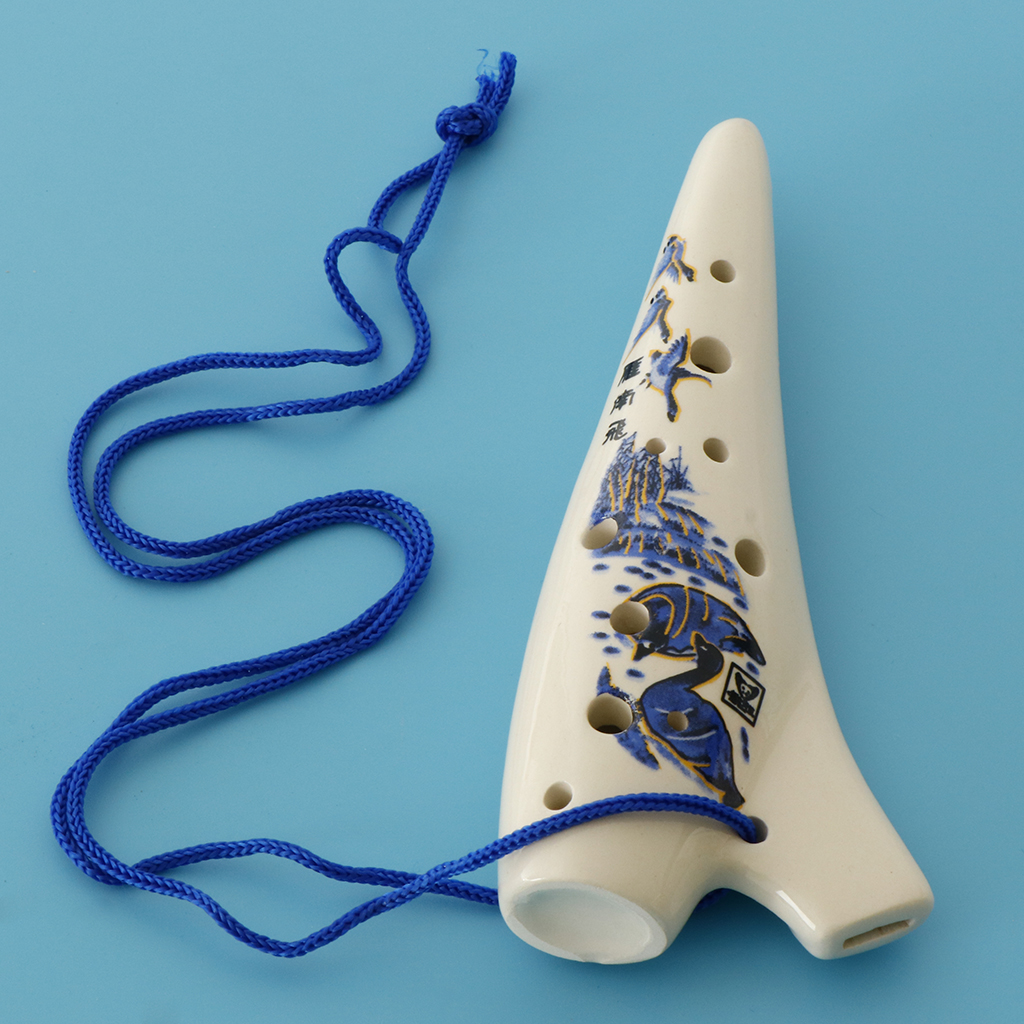 Mini Ceramic Ocarina 12 Hole C Key Hand Painting Ocarina Crafts Instrument Wind Instrument for Kids Beginner Gift