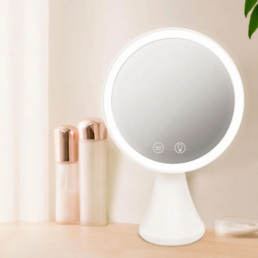 Lighted Makeup Vanity Mirror Rechargeable Touch Sensor Dimmable Tabletop Cosmetic Mirror