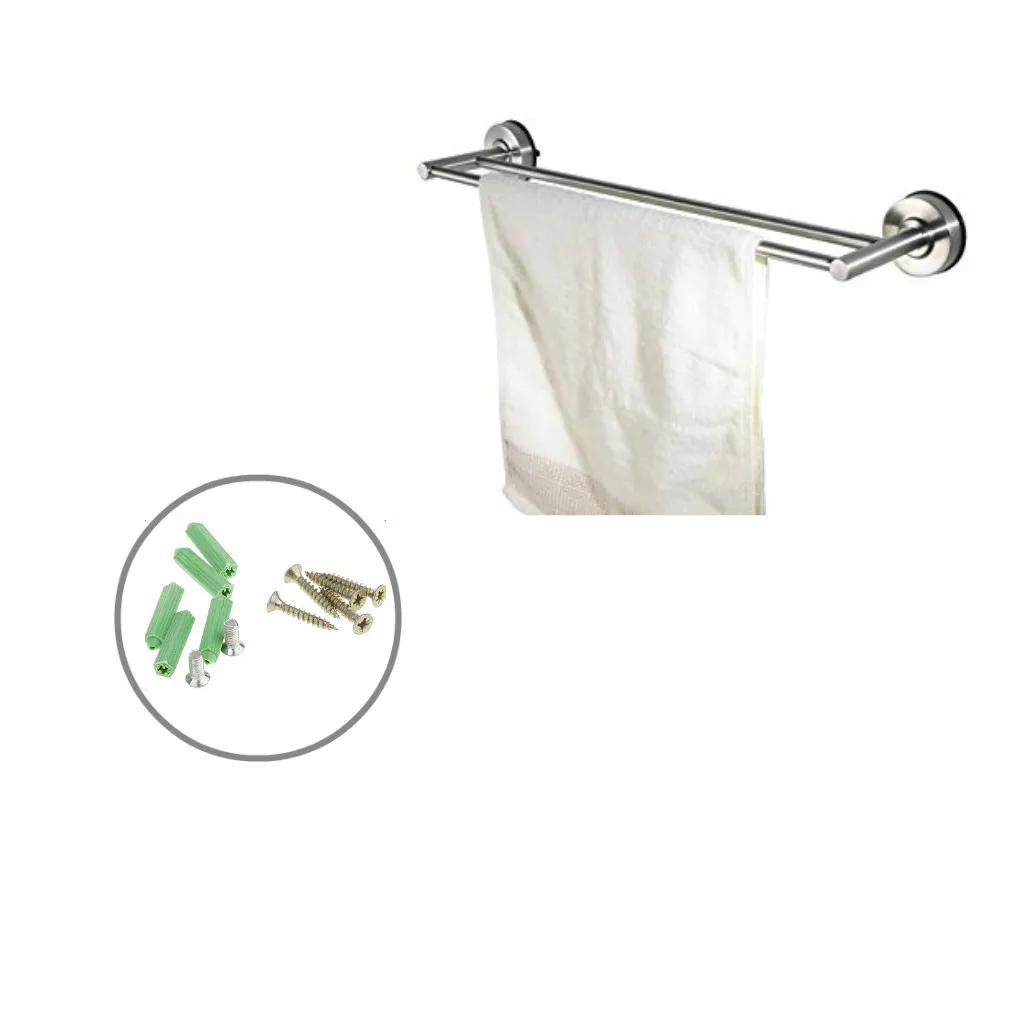 Double Bar Stainless Steel Towel Rack Wall-Mounted Bathroom Towel Holder