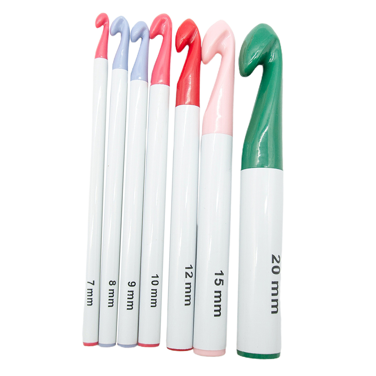 7pcs Crochet Hooks Different Sizes (7-20mm) Ergonomic Plastic Handle Crochet Knitting Needles Set DIY Craft Yarn Weaving Tools