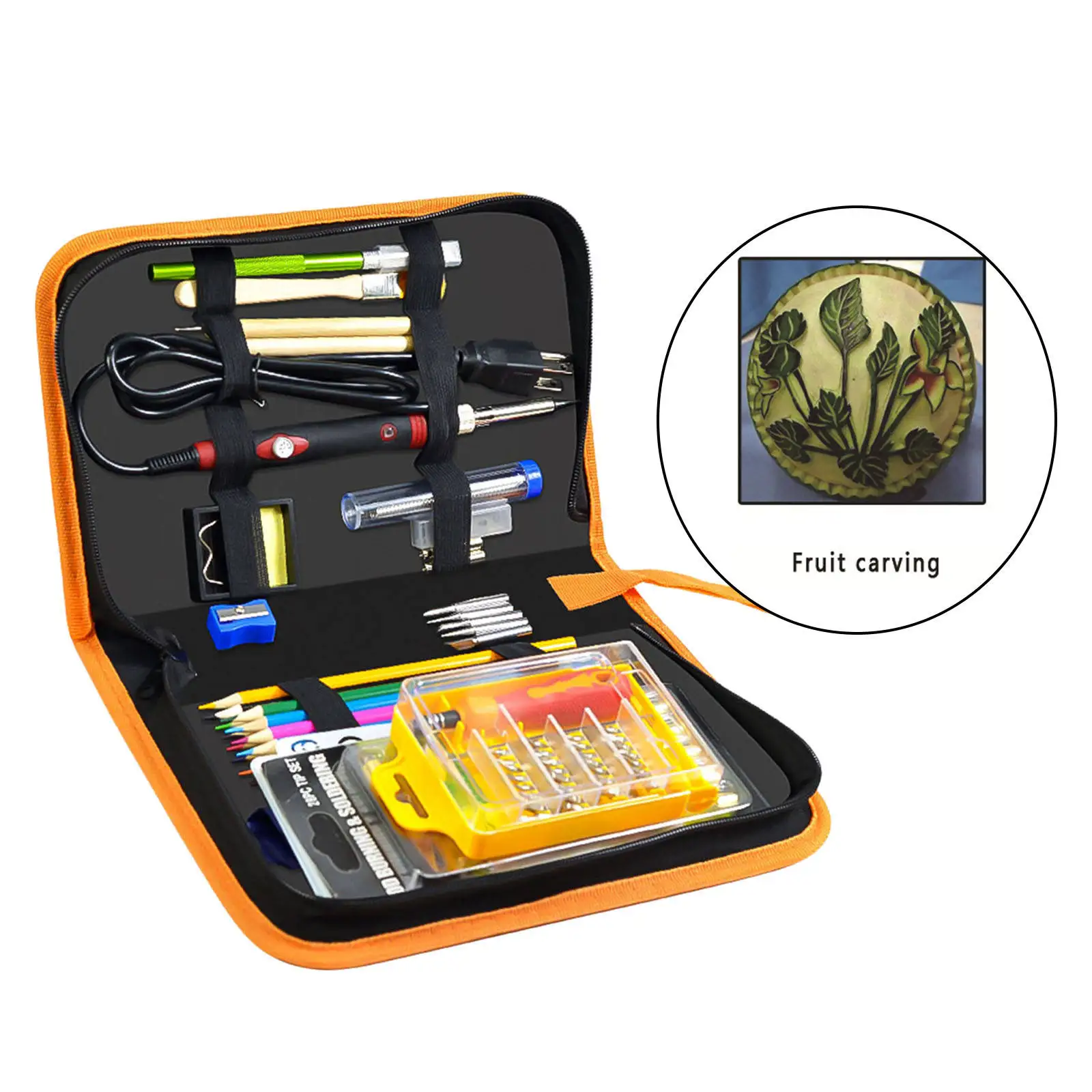 Wood Burning Kit W/Carrying Case Brush Pyrography Pen Tool DIY for Soldering
