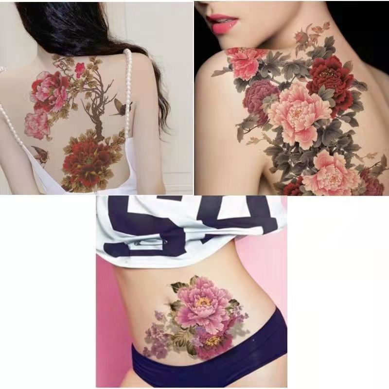 Best of Peony Flower Waterproof Temporary Tattoo Stickers Women Sexy Butterfly Art Fake Tattoo Big Picture Back Cover Scar Arm Sticker Reviews & Tips