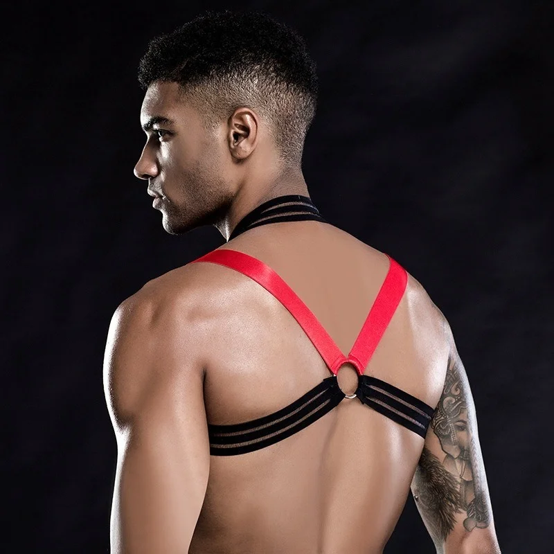 NEW Mens Role Play Sexy Bandage Uniform Lingerie Set Cosplay Gay Bar Pole Dance Costume Outfit v string pants