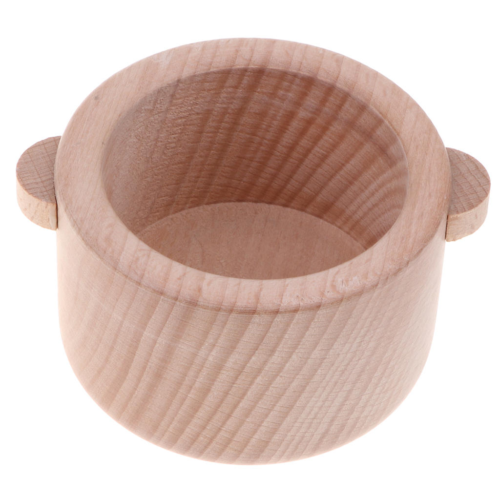 2xWooden Solid Beech Tableware Kid Pretend Play Game Kitchen Toy - Saucepan S