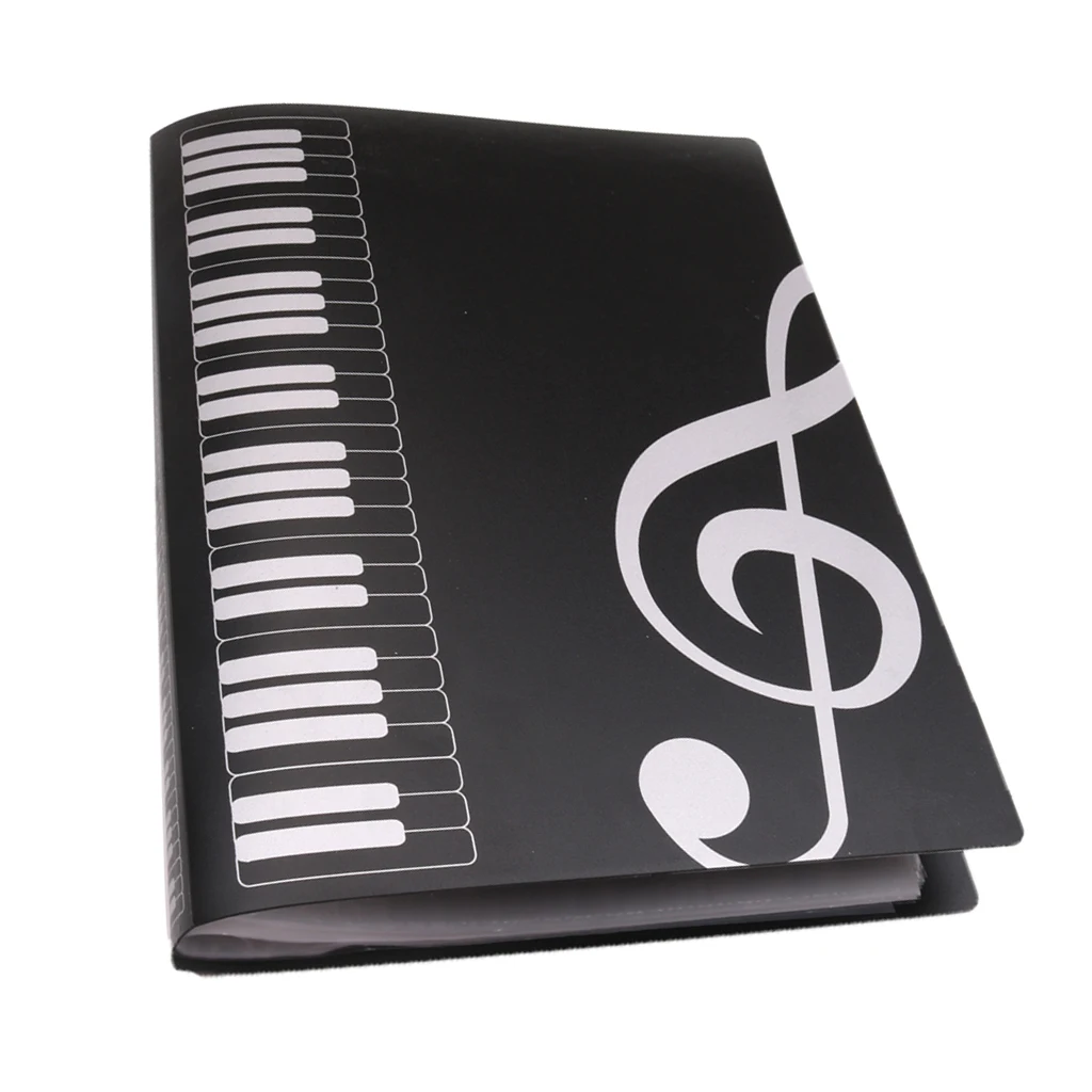 A4 Size Music Note Folder Documents Files Holder 40 Page Black