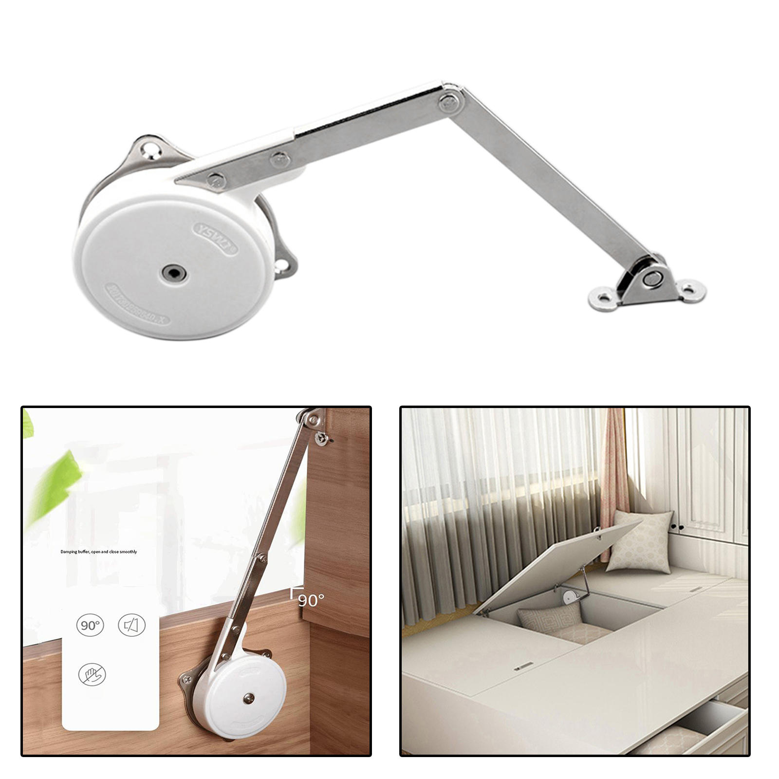 Durable Lid Support Hinge Cabinet Door Hydraulic Rod Gas Strut Pneumatic Support Soft Close Hinge for Closet Kitchen Tatami