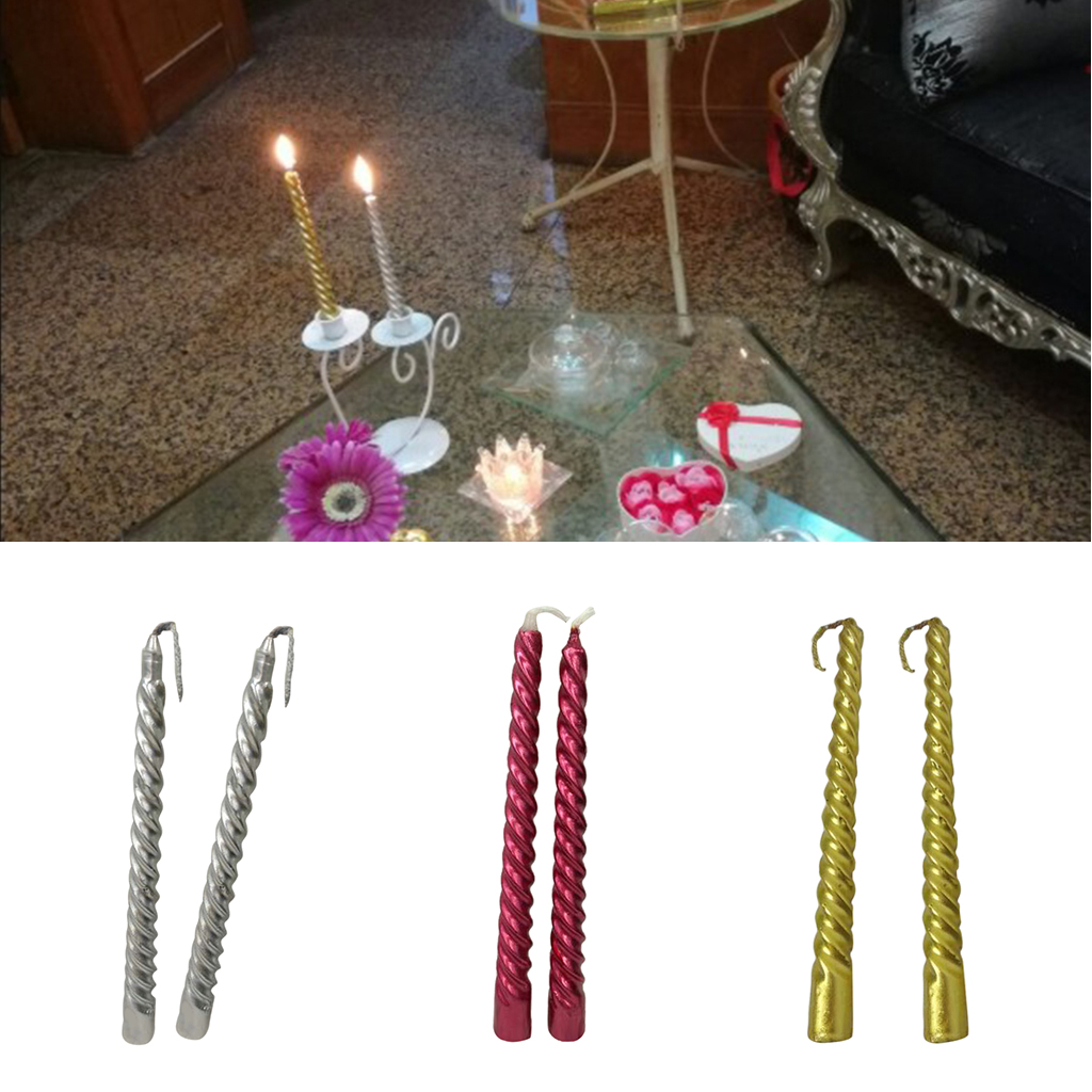 2pcs Twisted Coil Table Dining Room Table Wedding Party Spiral Long Candles Wax For Wedding Birthday Decoration