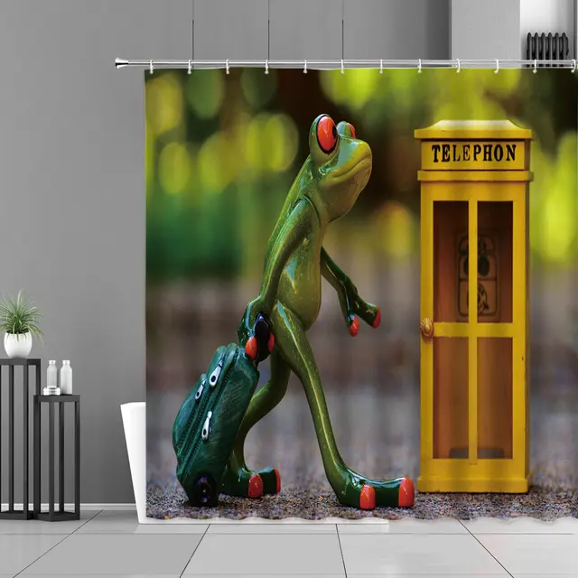 3D Funny Tree Frog Shower Curtain Cute Cartoon Green Animal Frogs Bathroom  Decor Background Waterproof Bath Curtains With Hooks - AliExpress