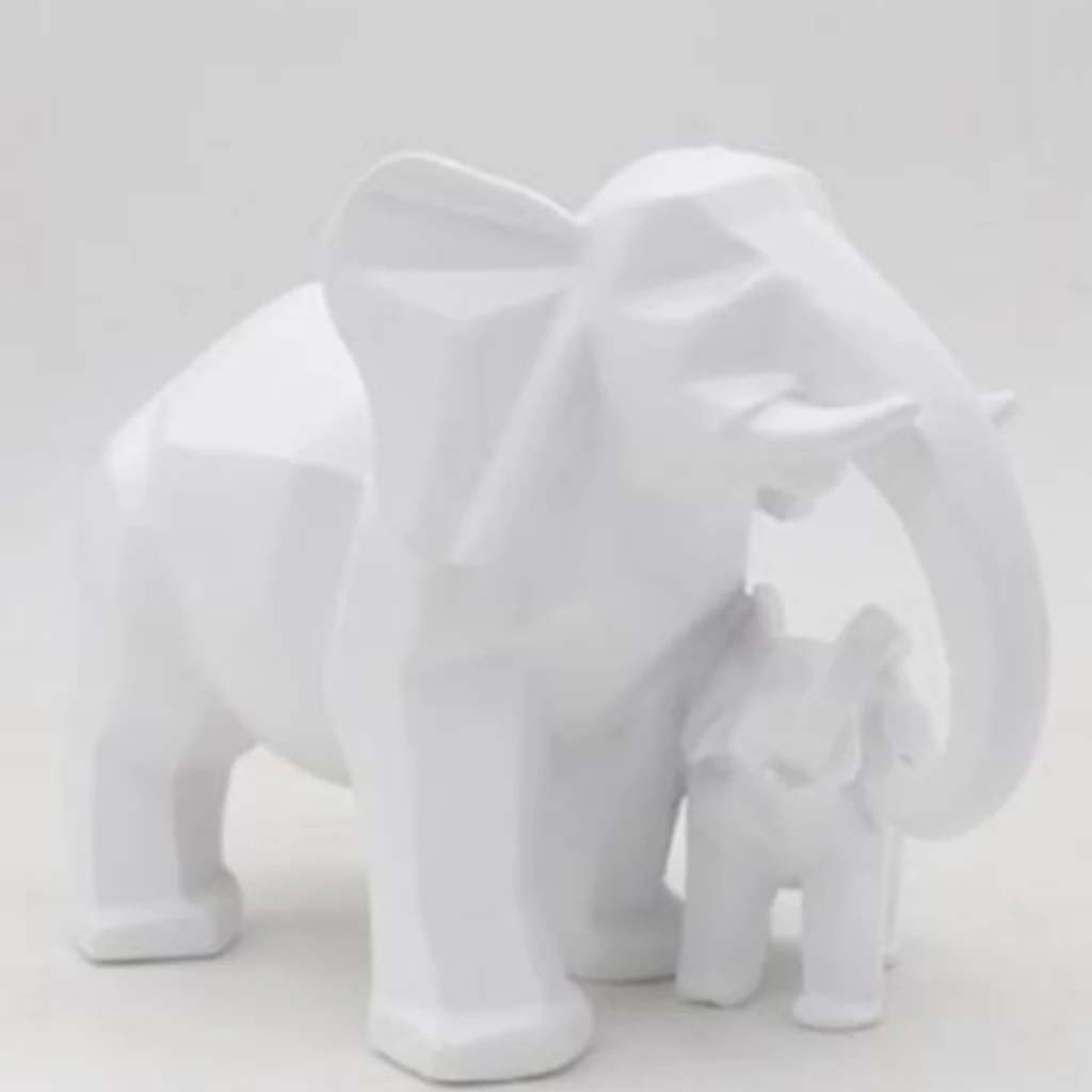 3D Resin Lovely Elephant Statue Wealth Lucky Figurine Home Living Room Decor