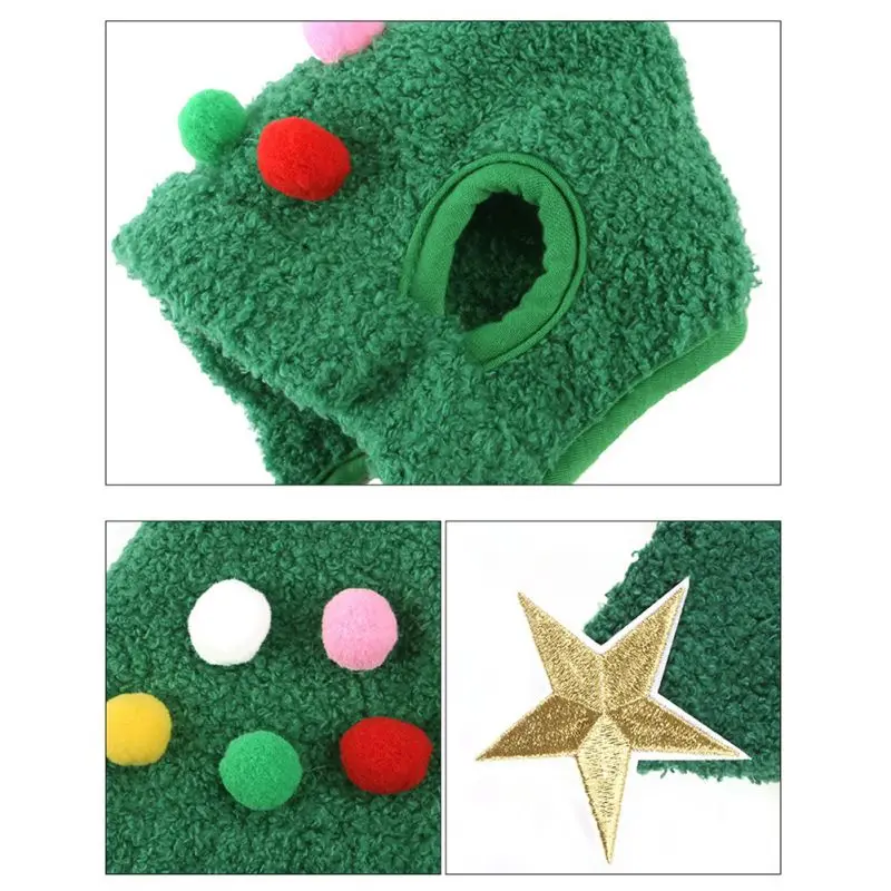 Un peluche que parece un árbol de Navidad. Es verde y tiene un agujero en la parte superior, que probablemente esté destinado a que un niño pase la mano e interactúe con el juguete.