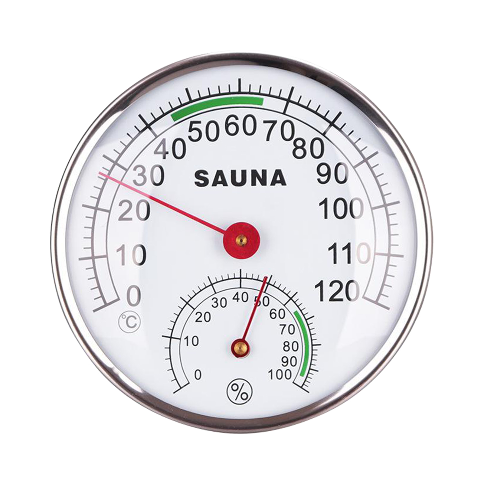 Round Sauna Hygrothermograph Thermometer Hygrometer Humidity and Temperature Measurement Meter 0-12℃ for Steam Room, 12.5cm