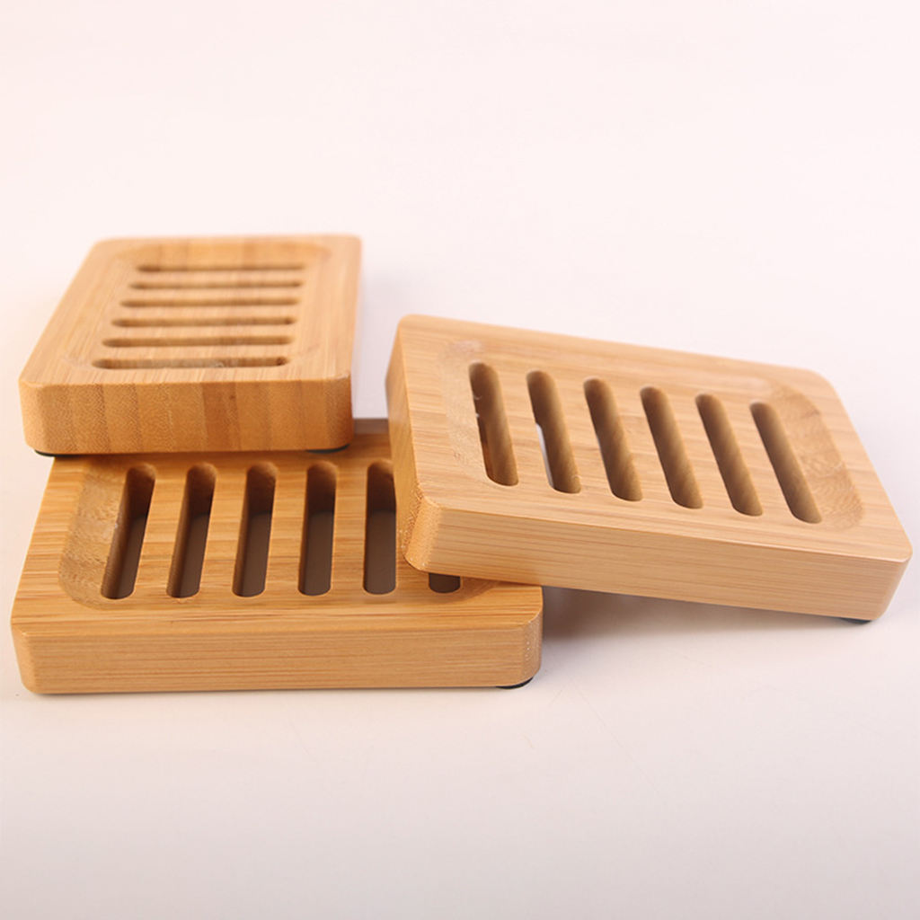 Bamboo Soap Dish Rectangular Clean Wooden Container Natural Color Sponge Holder for RV Bathtub Countertop Sinks Outdoor