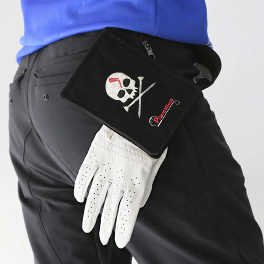 SKULL Golf Ball Towel Polyester & Magnet Mini Club Cleaner 10.5x15cm Golf Swing Practice Tool