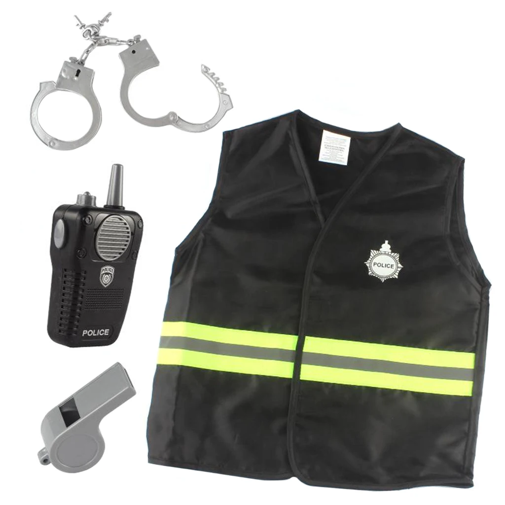Kids Police Officer Cosplay Costume Set Party Fancy Clothing Set Children's Day Wear Girls Policeman Uniform Set With Accessory
