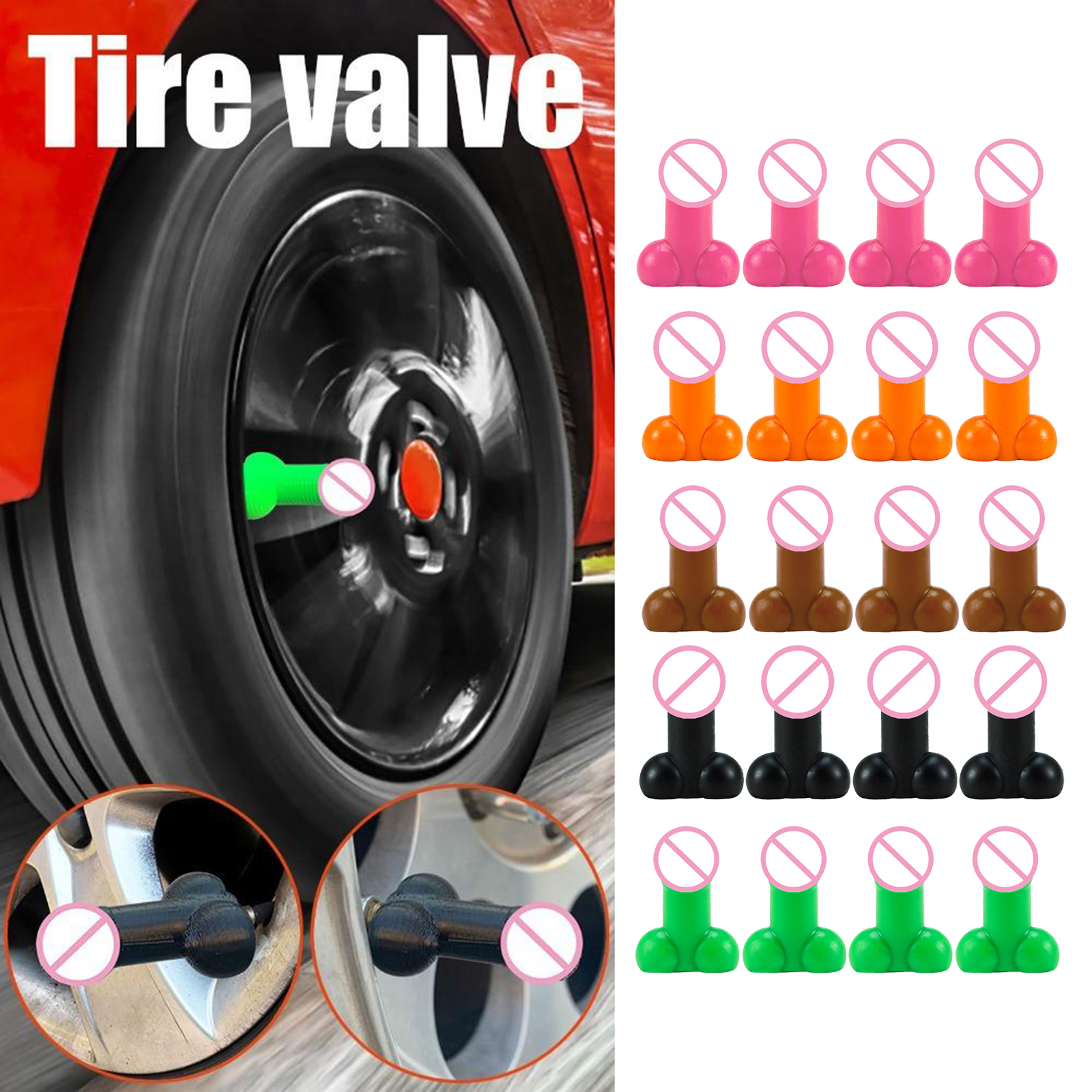 4 Pack Car Motorcycles Bicycles Prank Tyre Tire Valve Luminous Stem Cap