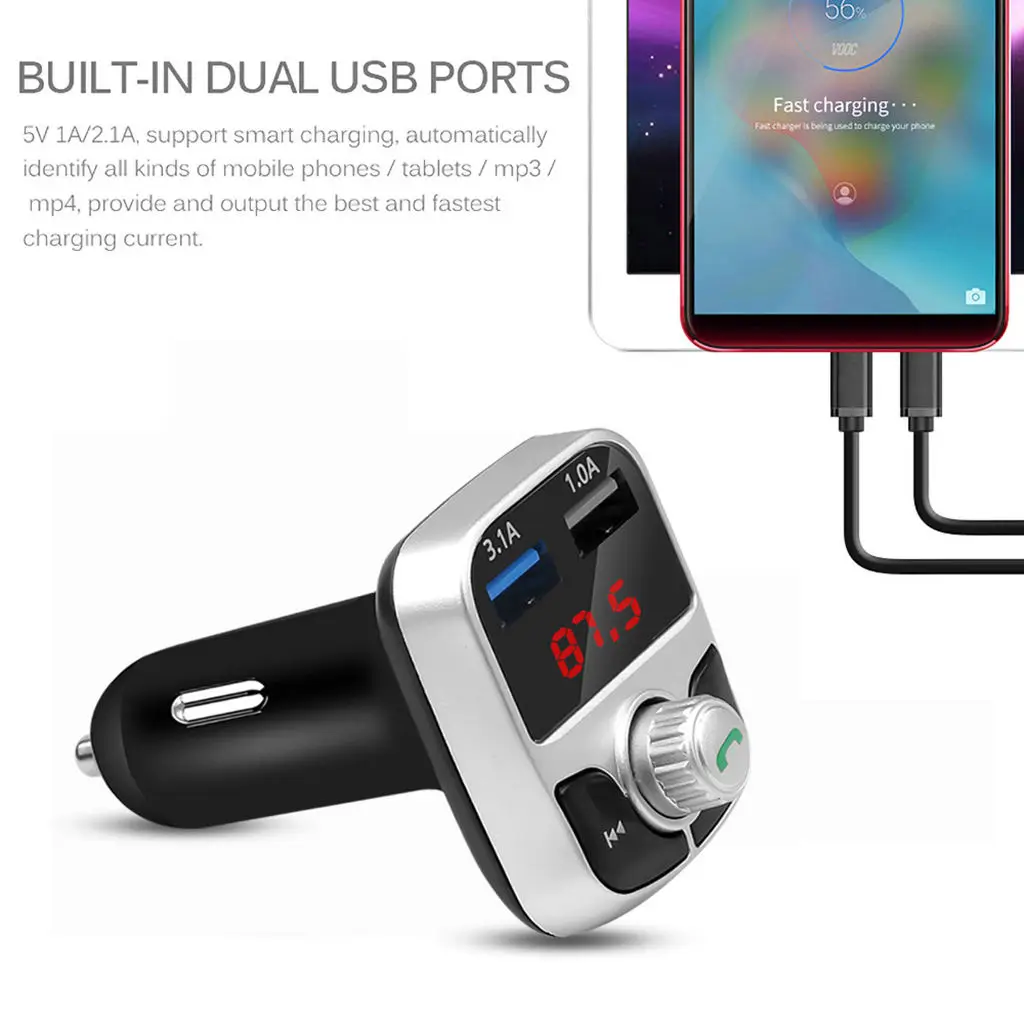 Car MP3 Music Player Support Handsfree Call U Disk TF Card Play Multifunction Bluetooth Receiver Transmitter Car Charger