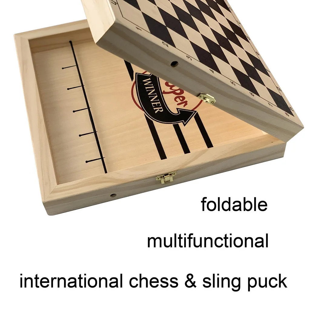 Portable Fast Sling Puck Game Paced and Wooden Chess Set Foosball  Family Party Board Games Toys for Kids