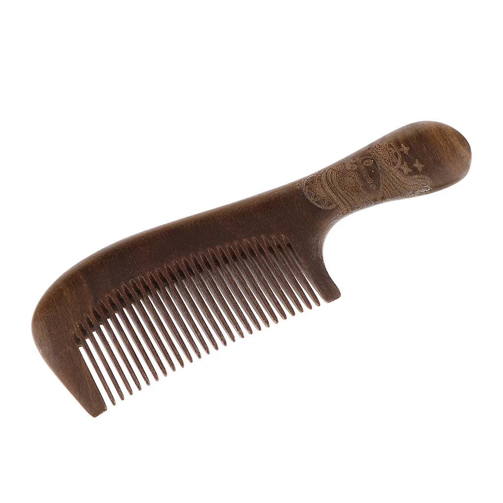 Handmade Natural Green Sandalwood Hair Combs - Anti-Static Comfortable Scalp Massage Tool Hair Detangler Wooden Comb