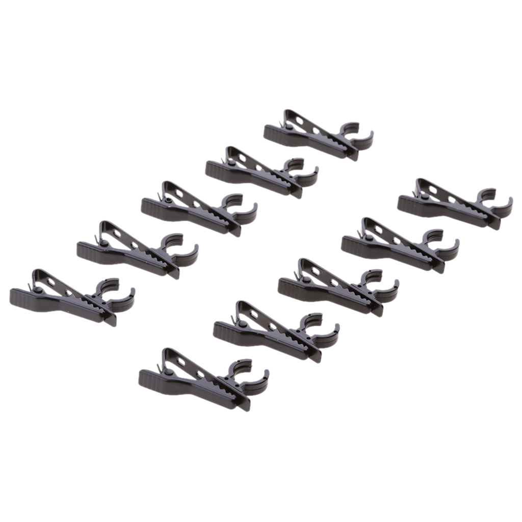 10Pcs Black Metal Mini 12mm Dia Lavalier Lapel Collar Clip Mic Microphone Holder Grip for Samson   Headset