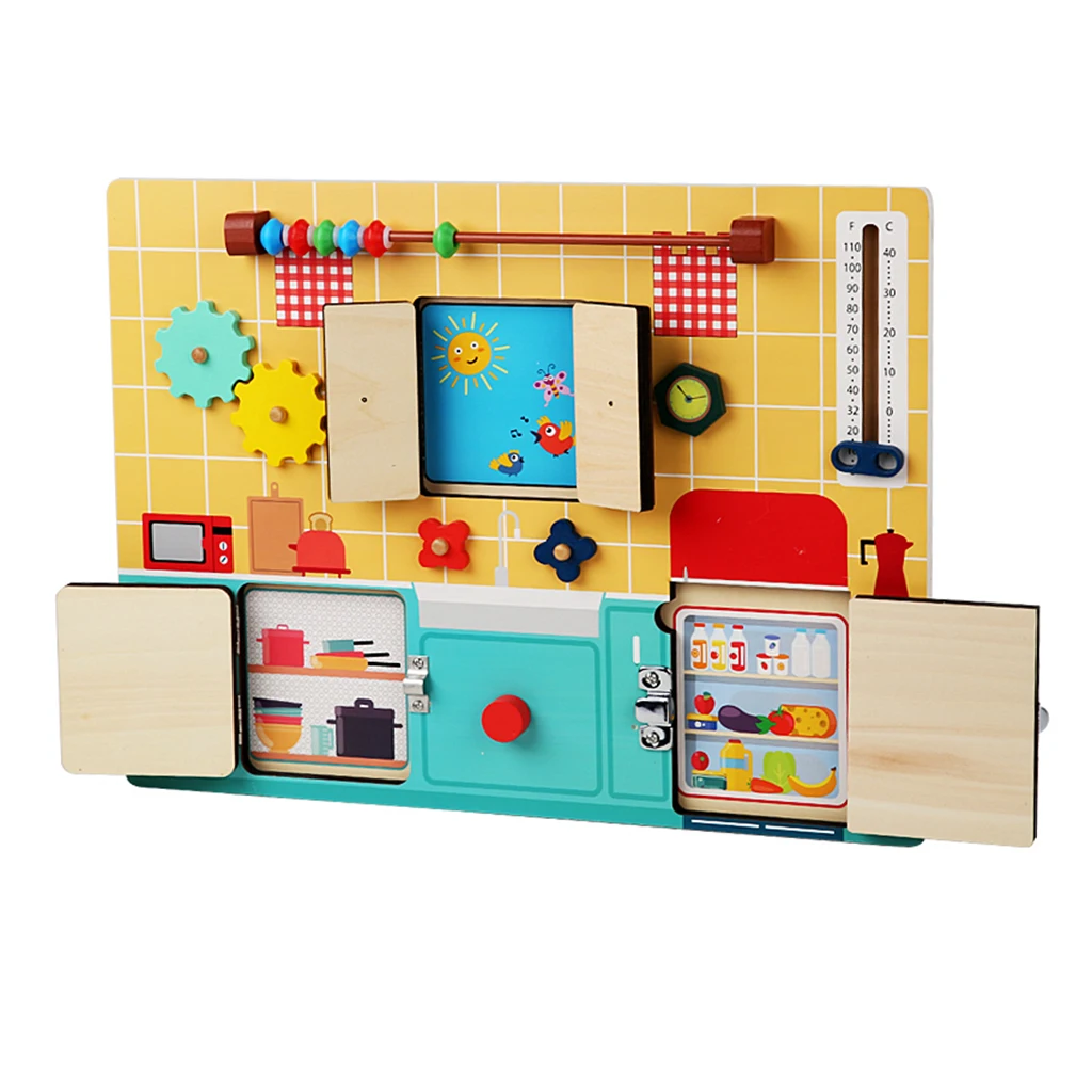 Montessori Wooden Busy Board Locks & Latches Preschool Educational Toys