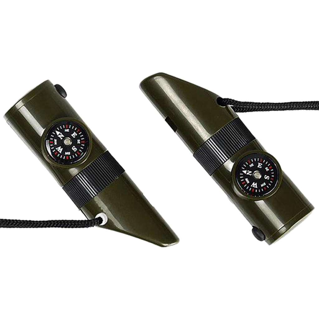 7 in 1 Military Emergency Whistle Kit SOS Survival Compass LED Light Outdoor