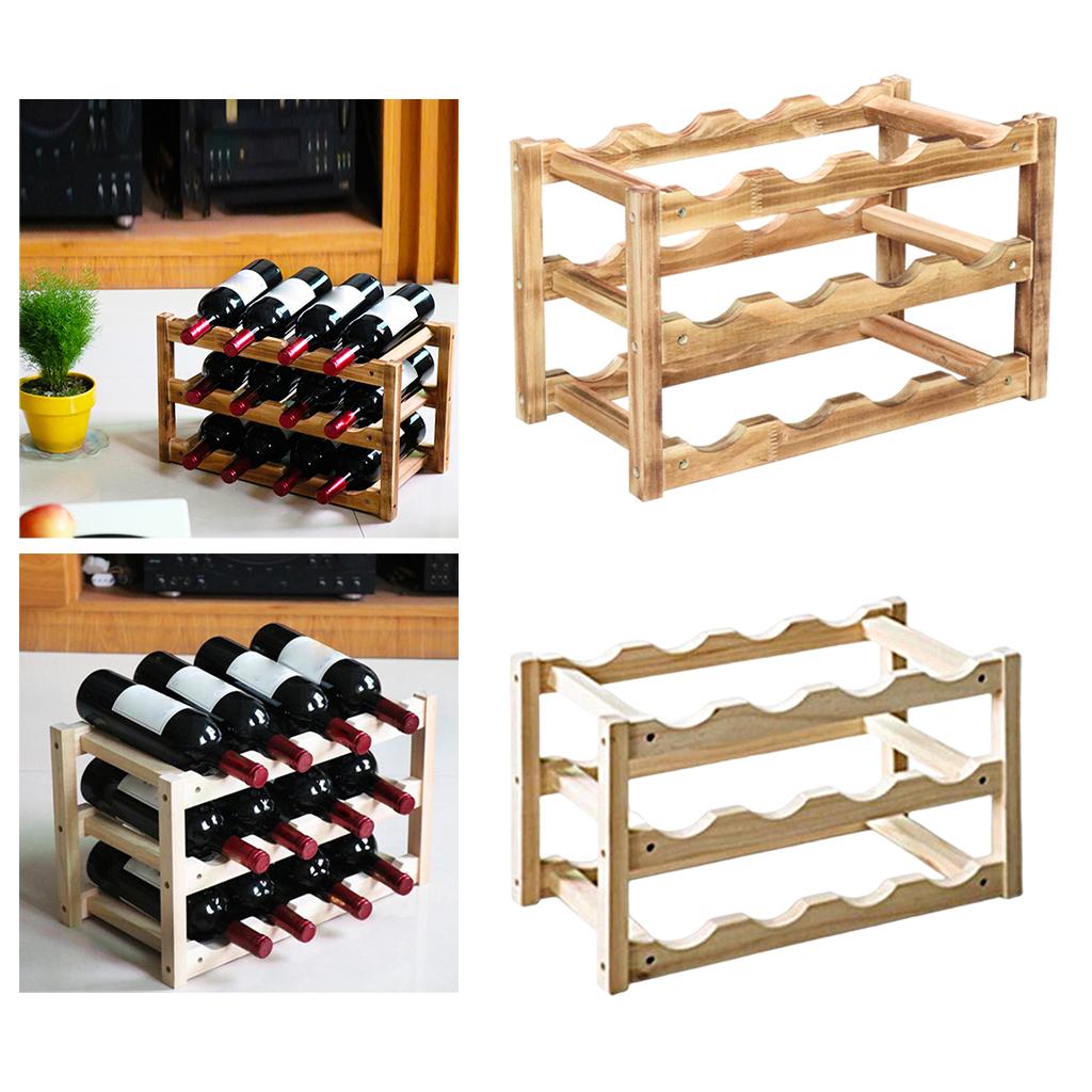 Wood Wine Rack Liquor Holder Wine Storage Rack Wine Bottle Holder for Pantry Decoration