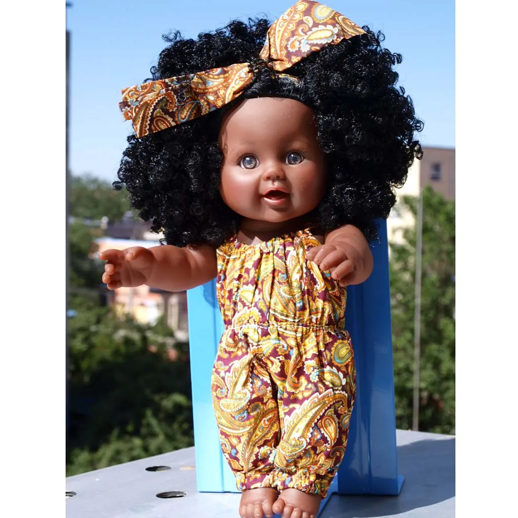 Miniature Toy with Rush Hair African Doll Newborn Toys Yellow