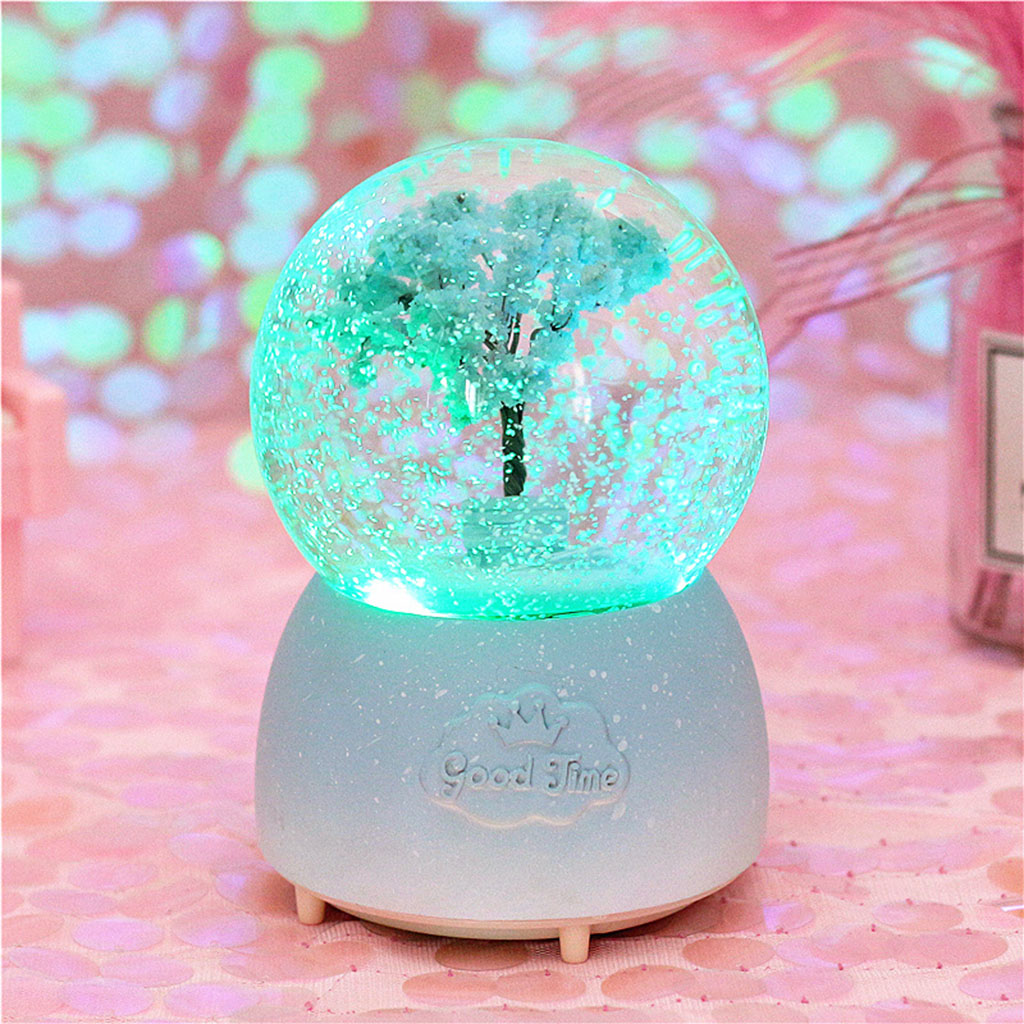 Snowflake Crystal Ball Music Box Decoration Tree Home Decoration Music Box Children Student Birthday Gift Snow Ornaments
